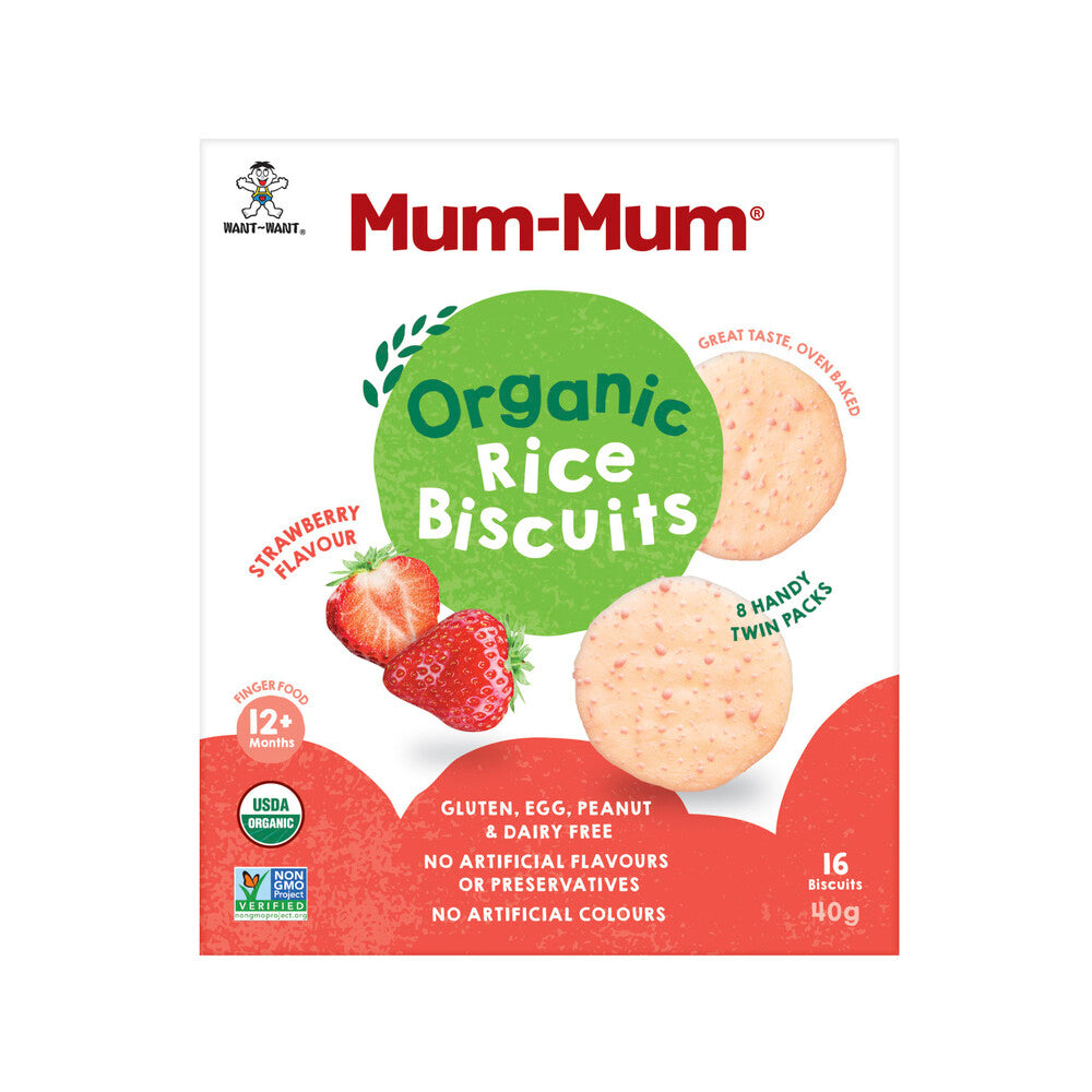 Mum-mum Organic Strawberry Rice Biscuits - 40g