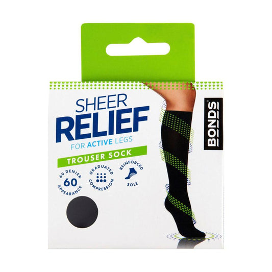 Sheer Relief Pantyhose Trouser Sock Black - 1 pack