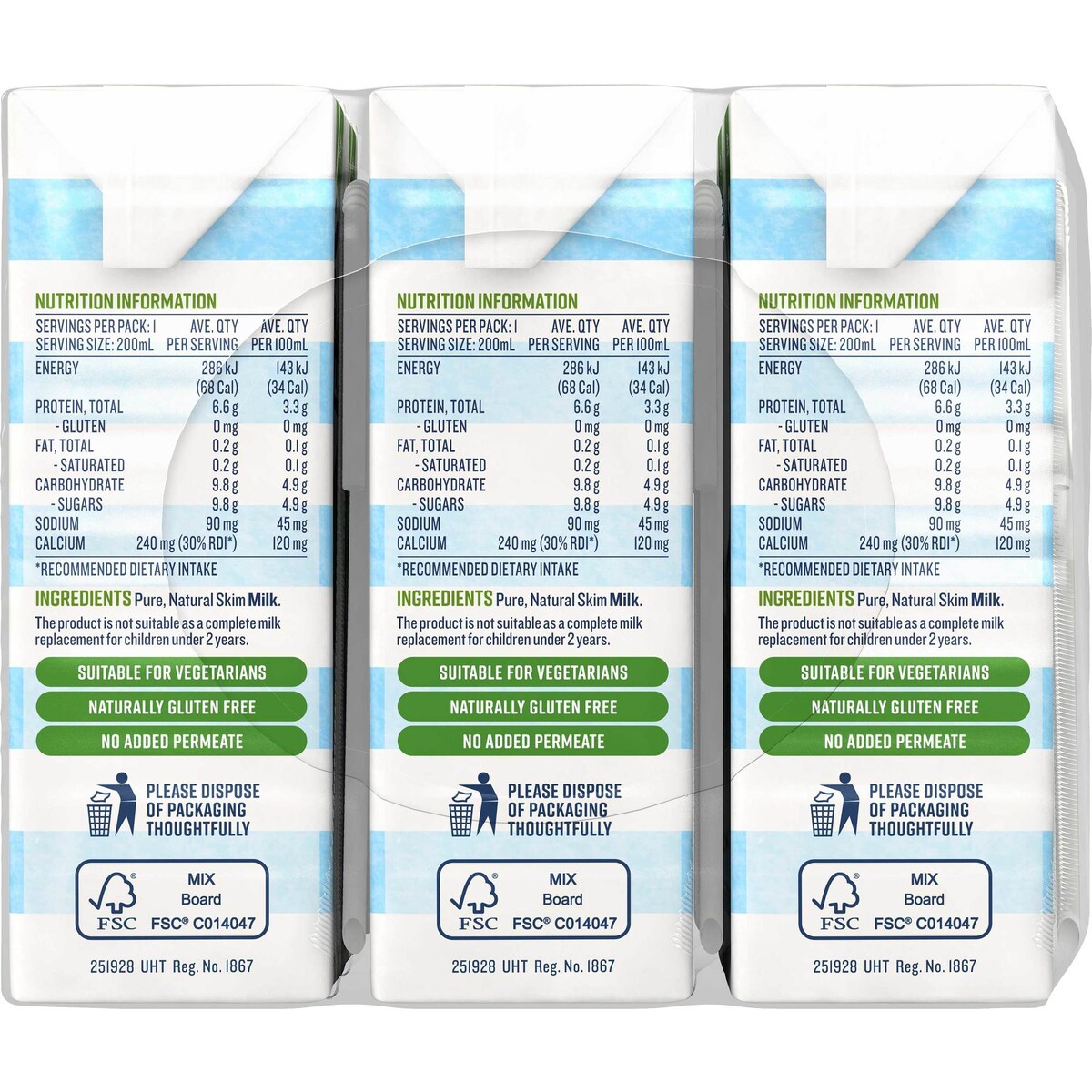 Devondale Skim Milk Long Life Uht Milk 200ml X 6 Pack