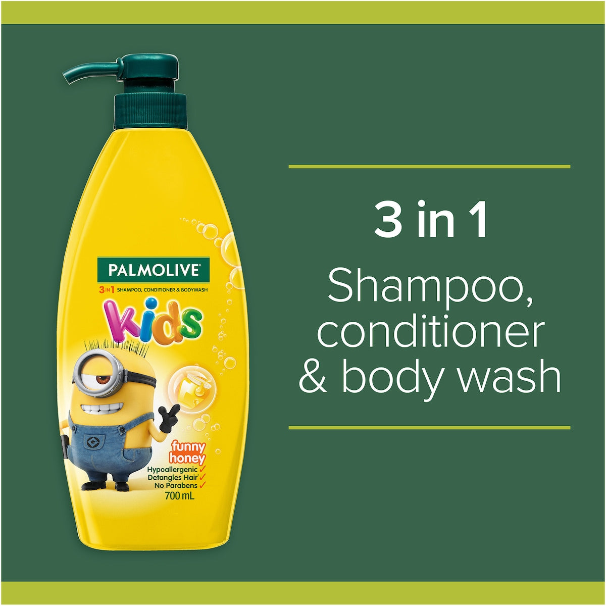 Palmolive Kids 3 In 1 Honey Shampoo Conditioner & Body Wash 700ml