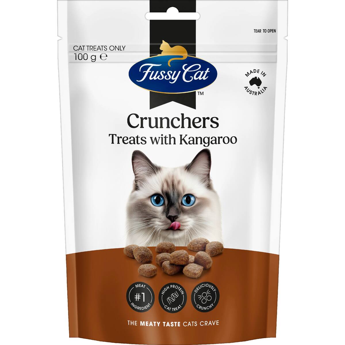 Fussy Cat Grain Free Crunchers Adult Cat Treats With Kangaroo 100g