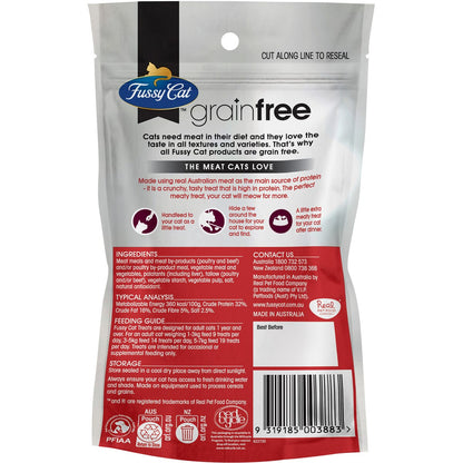 Fussy Cat Grain Free Crunchers Adult Cat Treats With Beef & Liver 100g