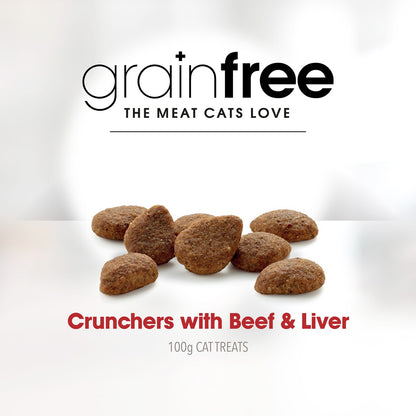 Fussy Cat Grain Free Crunchers Adult Cat Treats With Beef & Liver 100g
