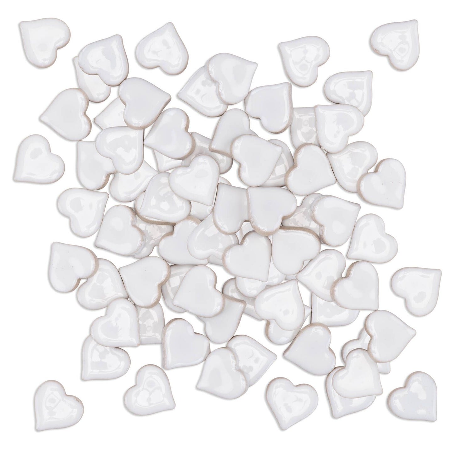 Mandala Art White Ceramic Hearts - 19 x 18mm - 10 Pack