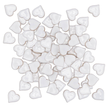 Mandala Art White Ceramic Hearts - 19 x 18mm - 10 Pack