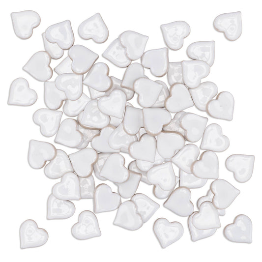 Mandala Art White Ceramic Hearts - 19 x 18mm - 10 Pack