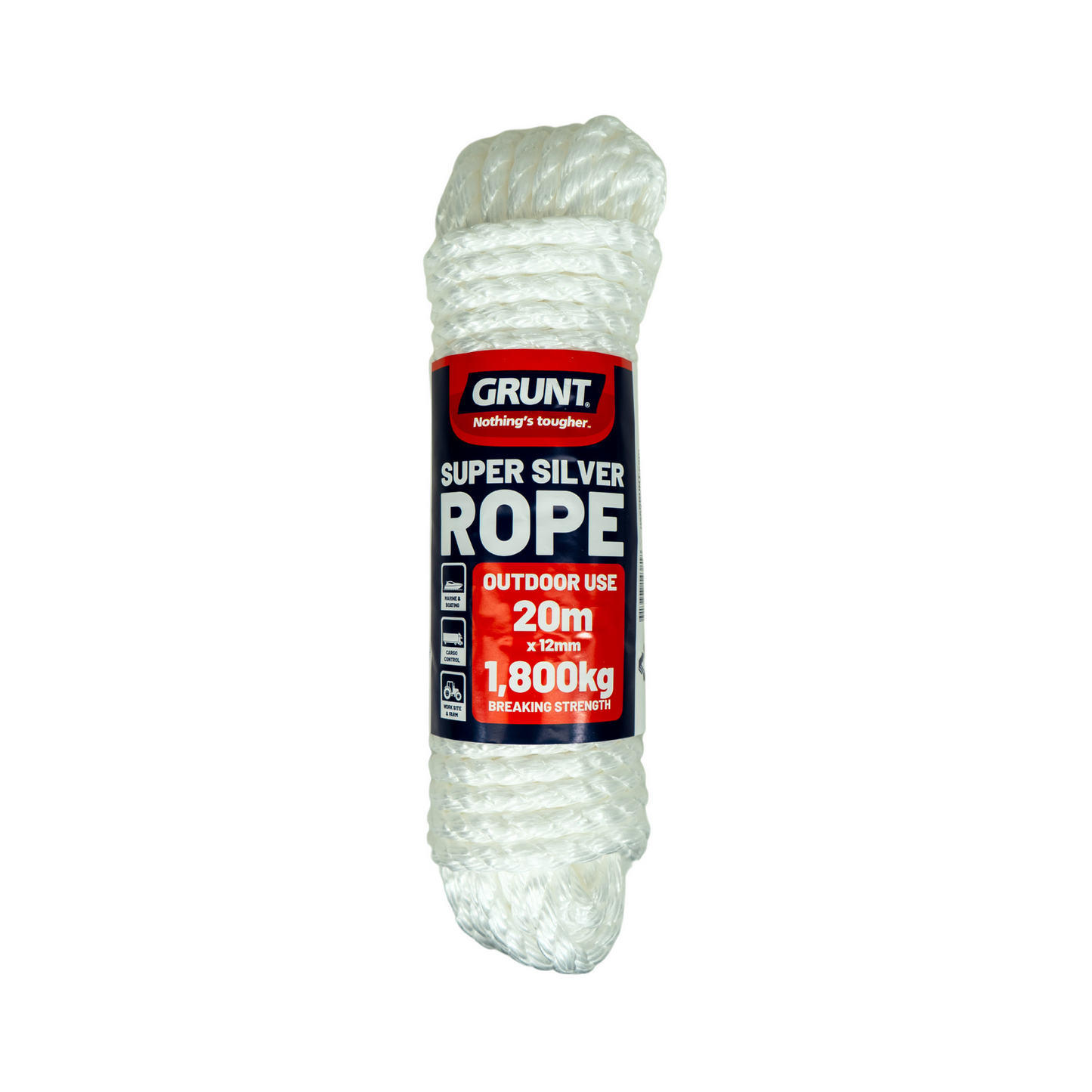 Grunt Super Silver Rope - 12mm x 20m - White
