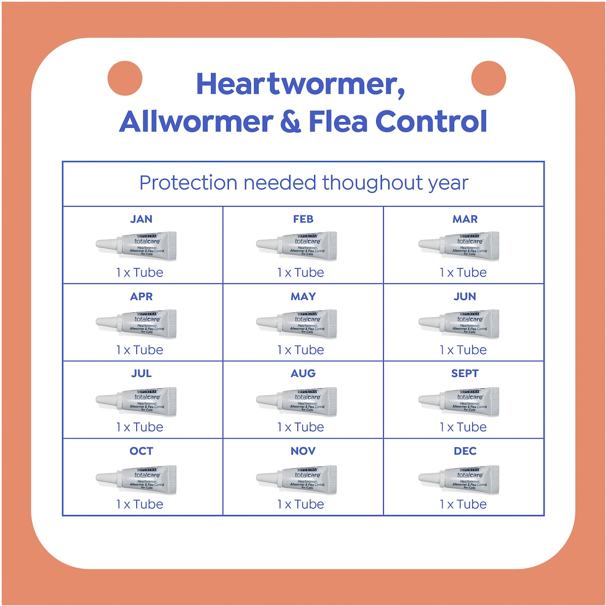 Total Care Heartwormer Allwormer & Flea Control For Cats Each