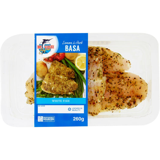 De Costi Seafoods Lemon & Herb Basa White Fish 260g