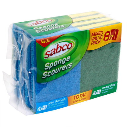Sabco Cellulose Sponge Scourers - 8 Pack