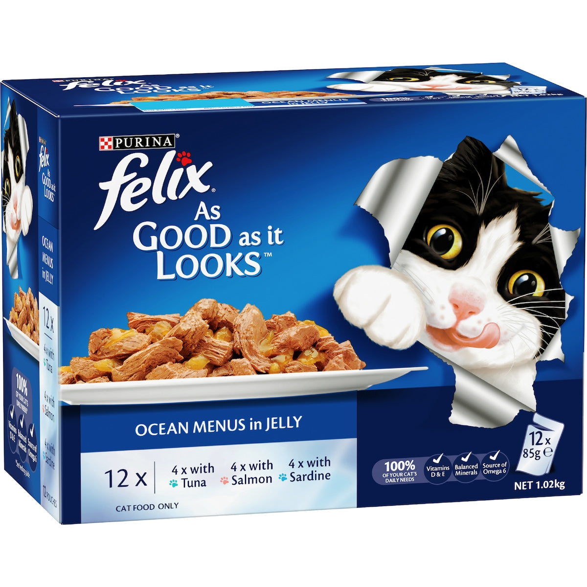 Felix As Good As It Looks Ocean Menus In Jelly Wet Cat Food 85g X 12 Pack