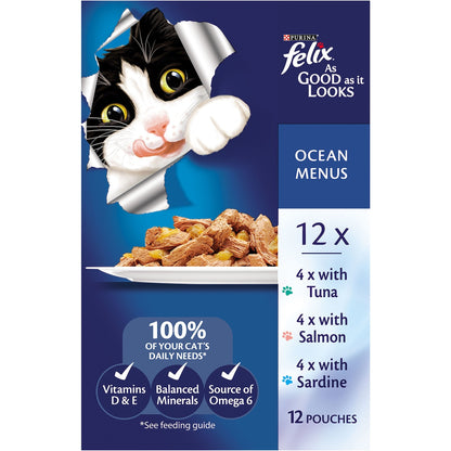 Felix As Good As It Looks Ocean Menus In Jelly Wet Cat Food 85g X 12 Pack