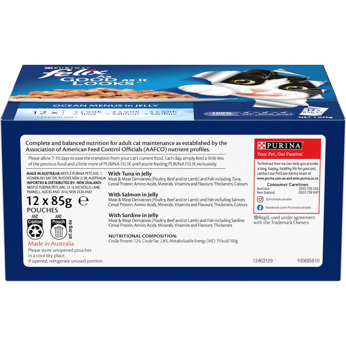 Felix As Good As It Looks Ocean Menus In Jelly Wet Cat Food 85g X 12 Pack