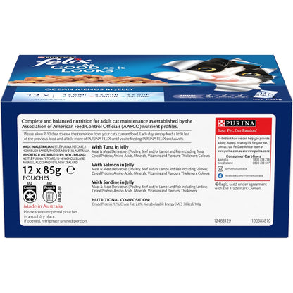 Felix As Good As It Looks Ocean Menus In Jelly Wet Cat Food 85g X 12 Pack