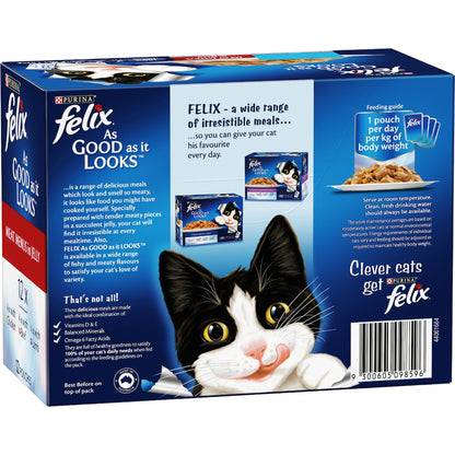 Felix As Good As It Looks Meat Menus In Jelly Wet Cat Food 85g X 12 Pack