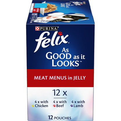 Felix As Good As It Looks Meat Menus In Jelly Wet Cat Food 85g X 12 Pack