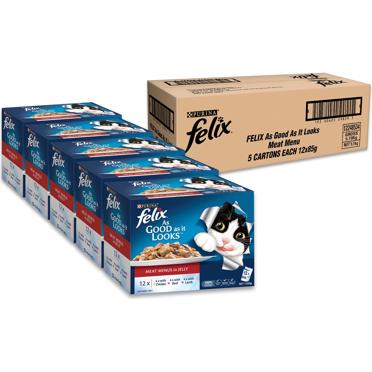 Felix As Good As It Looks Meat Menus In Jelly Wet Cat Food 85g X12 Pack