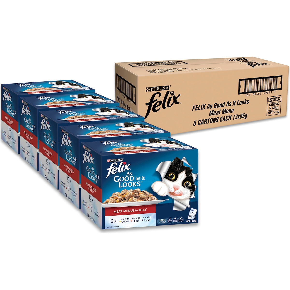 Felix As Good As It Looks Meat Menus In Jelly Wet Cat Food 85g X 12 Pack