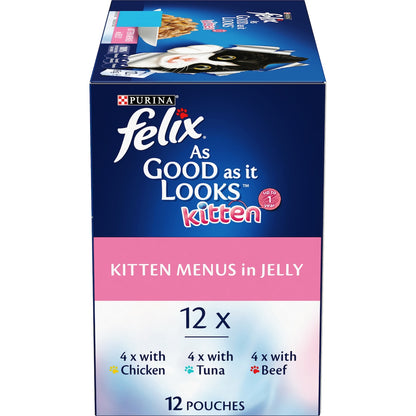Felix As Good As It Looks Kitten Menus Jelly Wet Cat Food 85g X 12 Pack