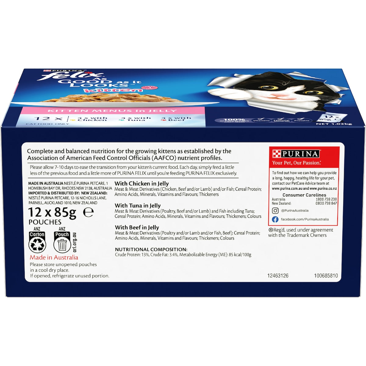 Felix As Good As It Looks Kitten Menus Jelly Wet Cat Food 85g X 12 Pack