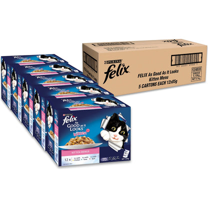 Felix As Good As It Looks Kitten Menus Jelly Wet Cat Food 85g X 12 Pack