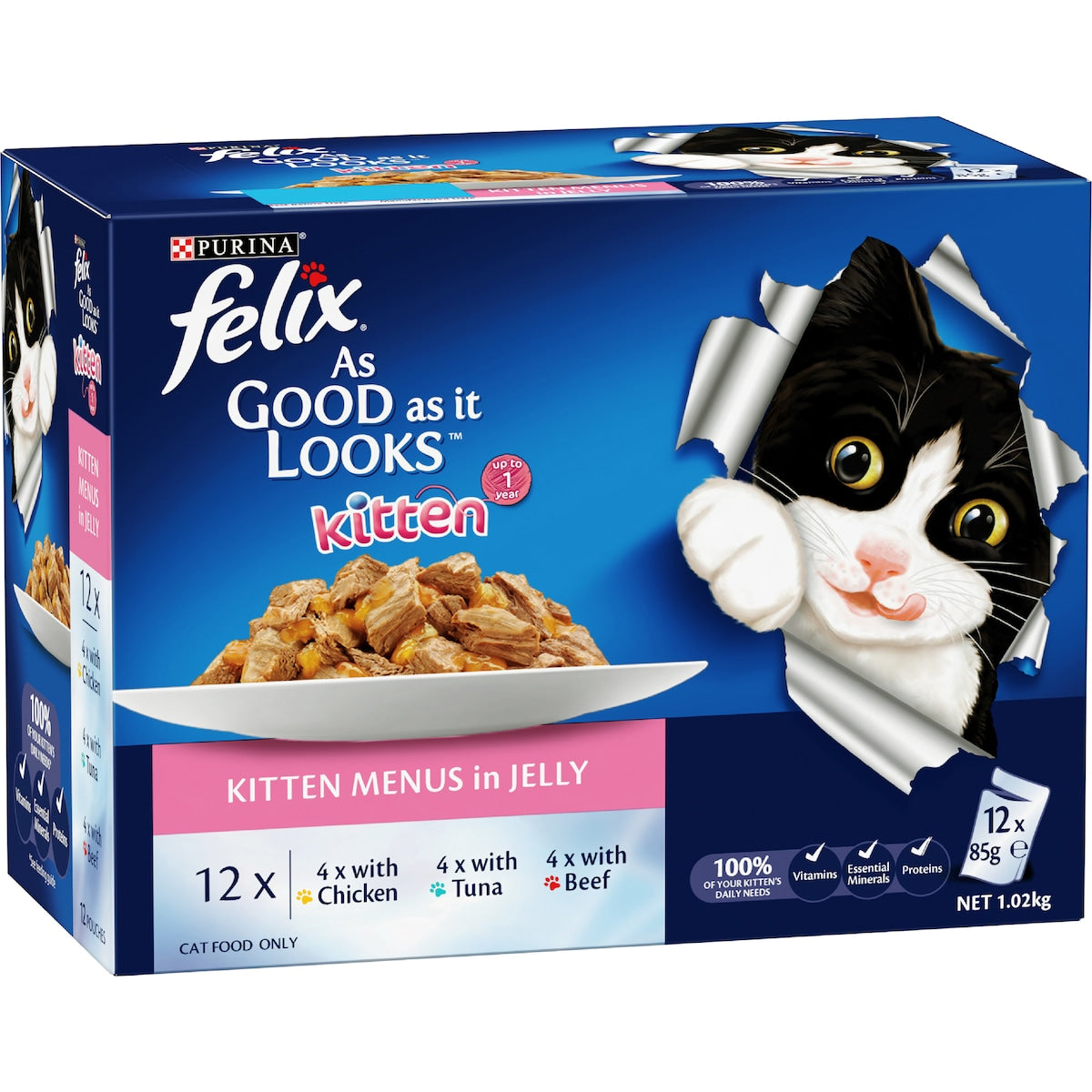 Felix As Good As It Looks Kitten Menus Jelly Wet Cat Food 85g X 12 Pack