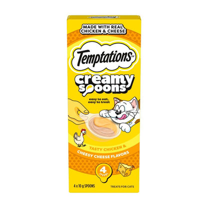 Temptations Creamy Spoons Tasty Chicken & Cheesy Cheese Flavors Cat Treat 4x10g - 40g