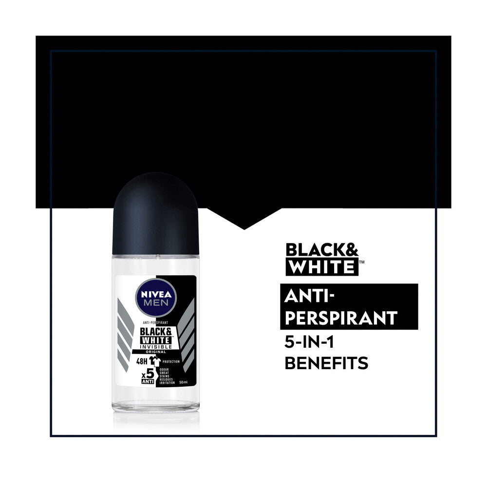 Nivea Deo Roll On Men Invisible Black And White - 50mL