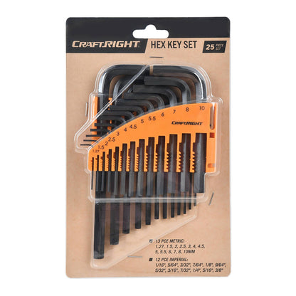 Craftright Hex Key Set - 25 Piece - 1.27-10mm