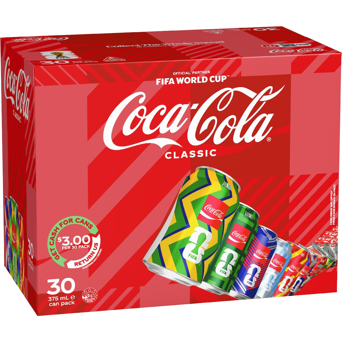 Coca-cola Classic Soft Drink Cans 375ml X 30 Pack