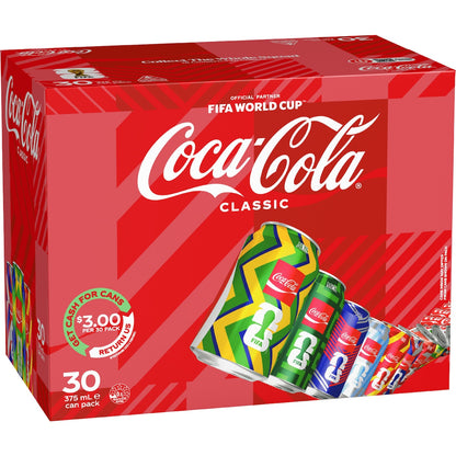 Coca-cola Classic Soft Drink Cans 375ml X 30 Pack