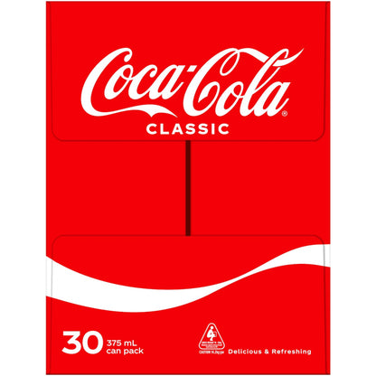 Coca-cola Classic Soft Drink Cans 375ml X 30 Pack