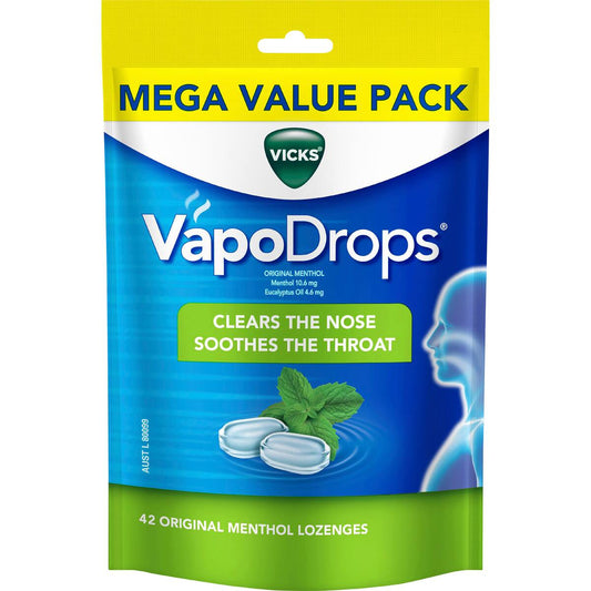 Vicks Vapodrops Throat Lozenges Original 42 Pack