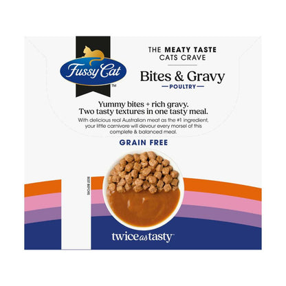 Fussy Cat Grain Free Twice As Tasty Bites & Gravy Poultry Wet Cat Food 12X80g - 12 pack
