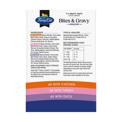 Fussy Cat Grain Free Twice As Tasty Bites & Gravy Poultry Wet Cat Food 12X80g - 12 pack
