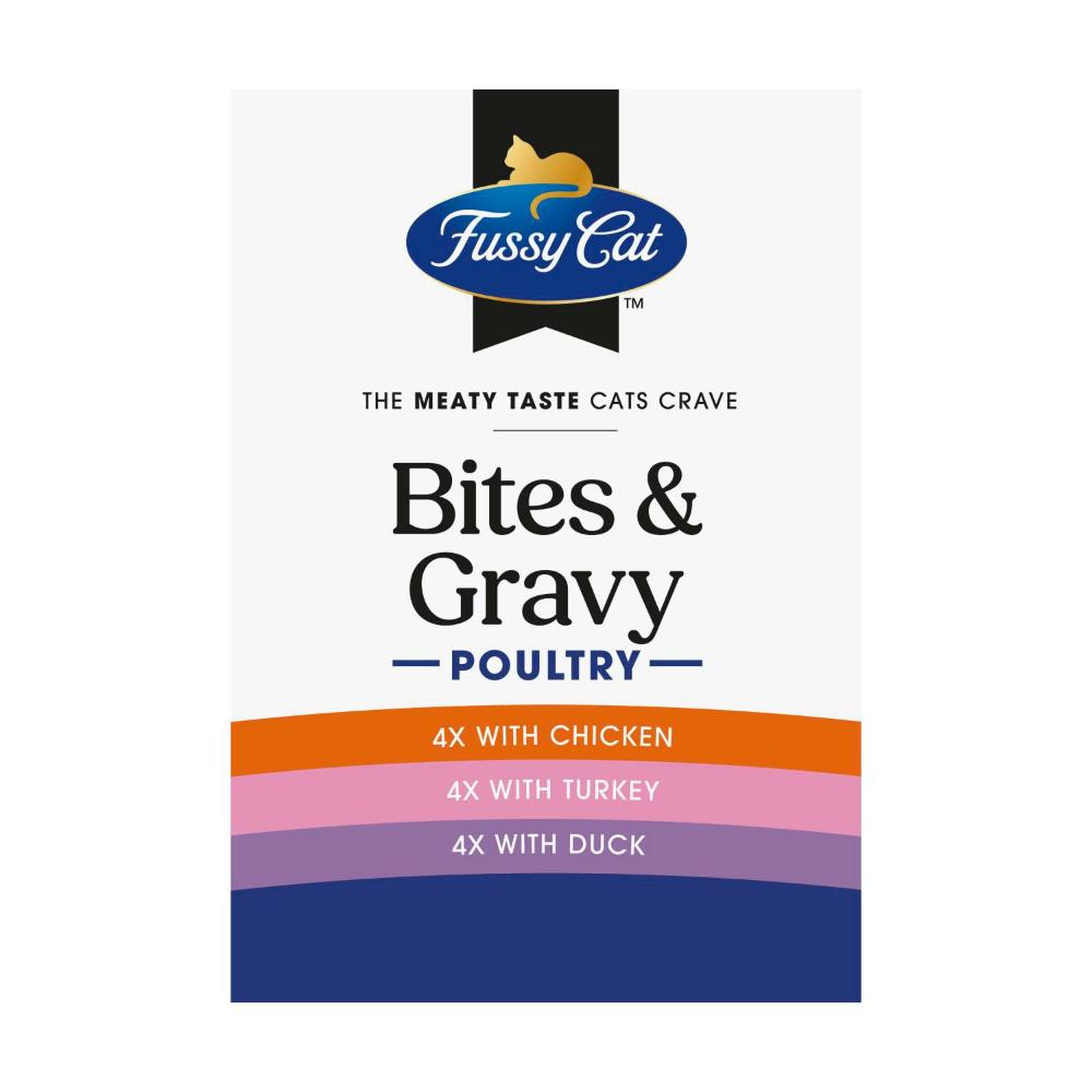 Fussy Cat Grain Free Twice As Tasty Bites & Gravy Poultry Wet Cat Food 12X80g - 12 pack