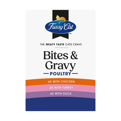 Fussy Cat Grain Free Twice As Tasty Bites & Gravy Poultry Wet Cat Food 12X80g - 12 pack