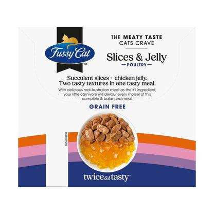 Fussy Cat Grain Free Twice As Tasty Slices & Jelly Poultry Wet Cat Food 12x80g - 12 Pack