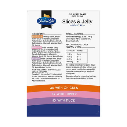 Fussy Cat Grain Free Twice As Tasty Slices & Jelly Poultry Wet Cat Food 12x80g - 12 Pack