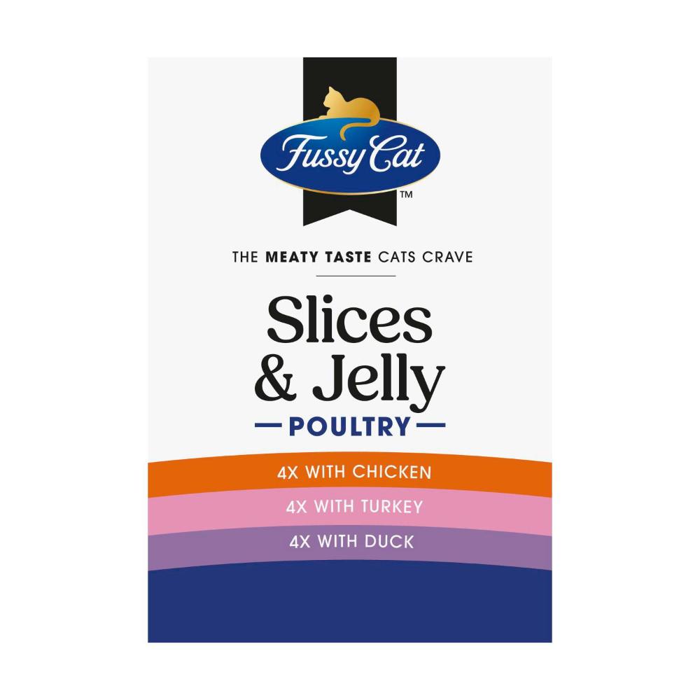 Fussy Cat Grain Free Twice As Tasty Slices & Jelly Poultry Wet Cat Food 12x80g - 12 Pack