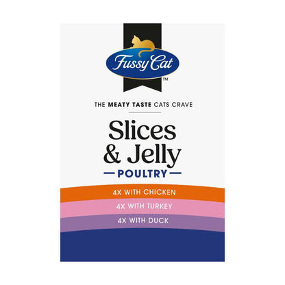 Fussy Cat Grain Free Twice As Tasty Slices & Jelly Poultry Wet Cat Food 12x80g - 12 Pack
