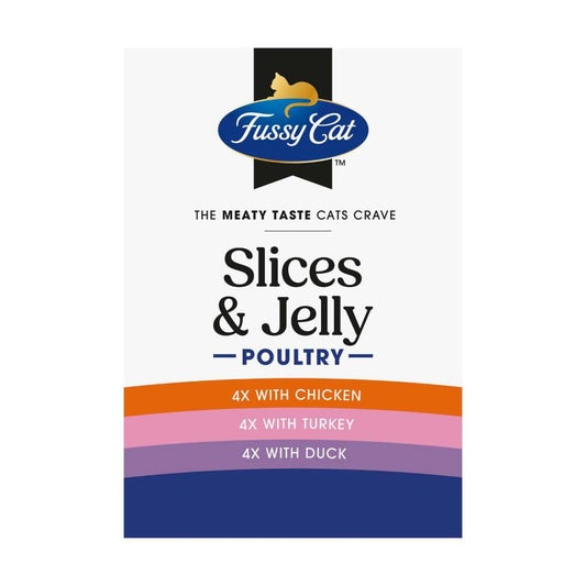 Fussy Cat Grain Free Twice As Tasty Slices & Jelly Poultry Wet Cat Food 12x80g - 12 Pack