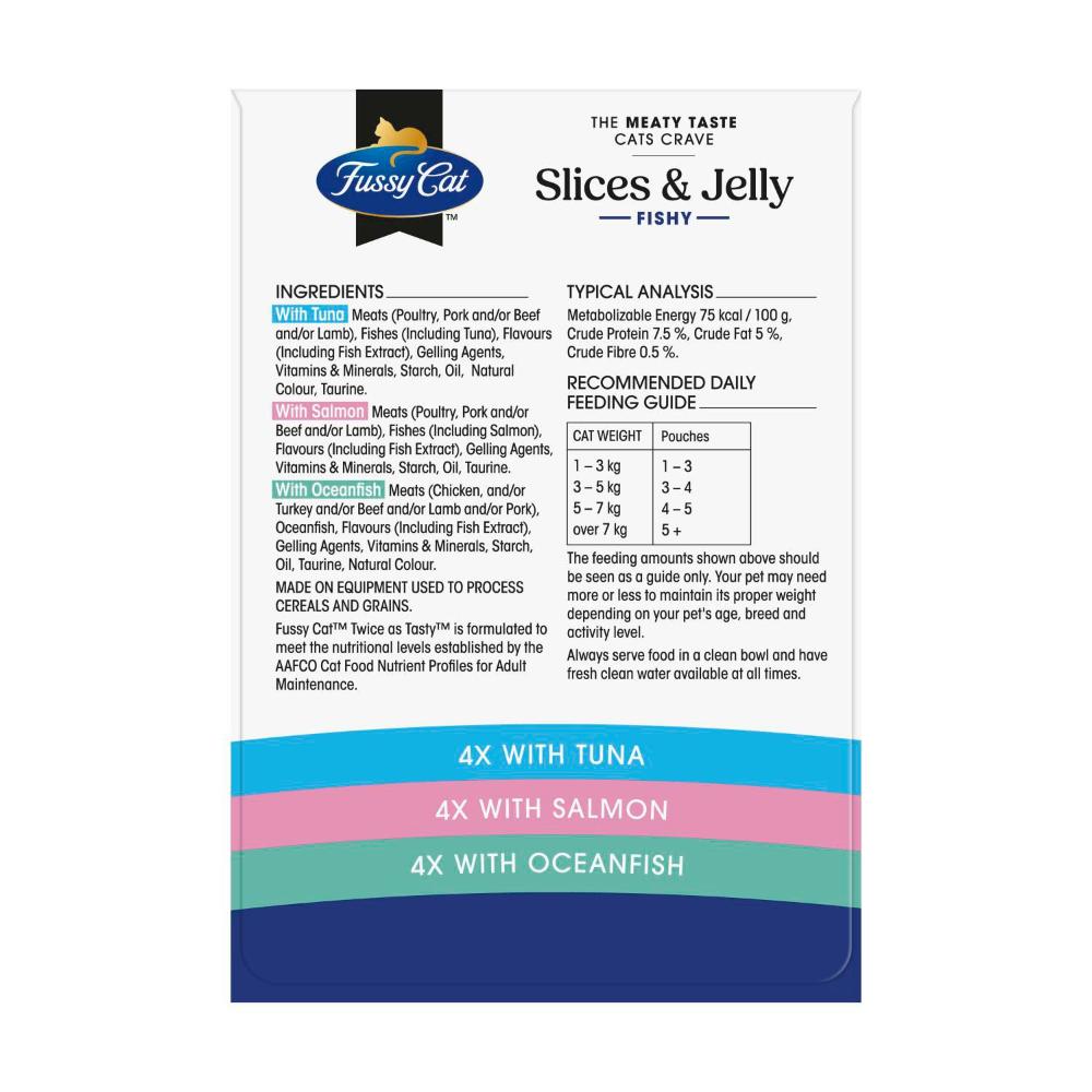 Fussy Cat Grain Free Twice As Tasty Slices & Jelly Fishy Wet Cat Food 12X80g - 12 pack