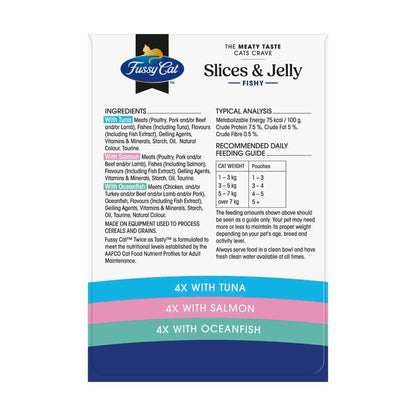 Fussy Cat Grain Free Twice As Tasty Slices & Jelly Fishy Wet Cat Food 12X80g - 12 pack
