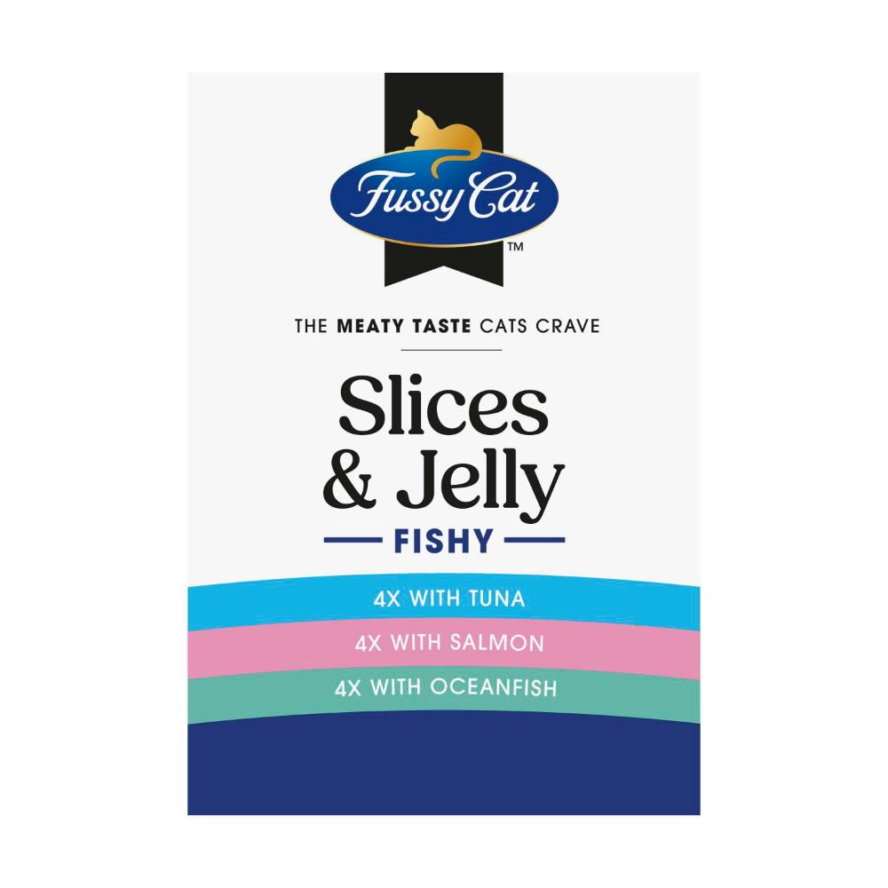 Fussy Cat Grain Free Twice As Tasty Slices & Jelly Fishy Wet Cat Food 12X80g - 12 pack
