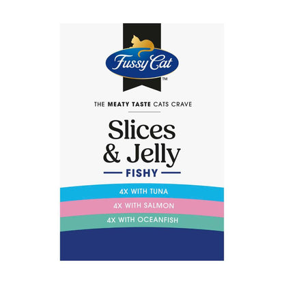 Fussy Cat Grain Free Twice As Tasty Slices & Jelly Fishy Wet Cat Food 12X80g - 12 pack