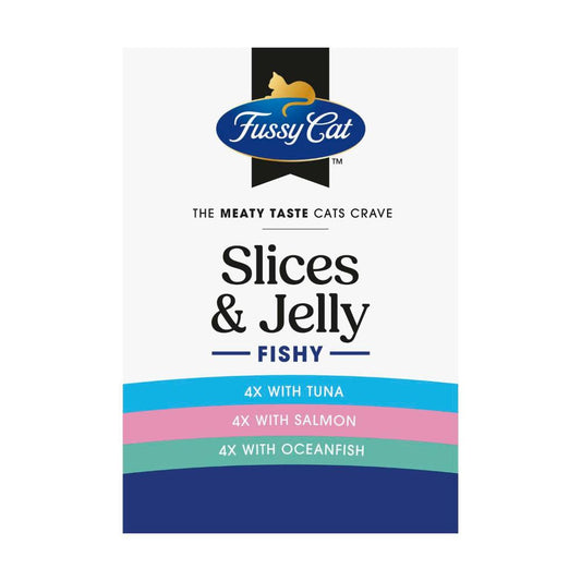 Fussy Cat Grain Free Twice As Tasty Slices & Jelly Fishy Wet Cat Food 12X80g - 12 pack