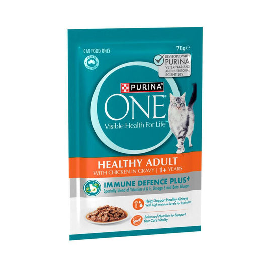 Purina One Healthy Adult With Chicken In Gravy Cat Food Pouch - 70g