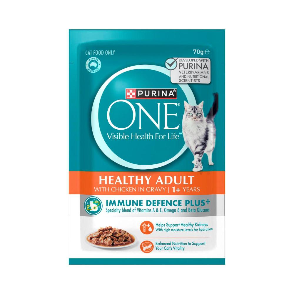 Purina One Healthy Adult With Chicken In Gravy Cat Food Pouch | 70g