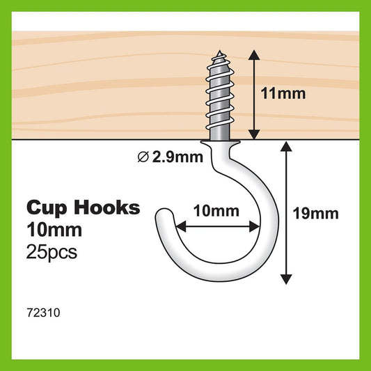 Everhang Cup Hooks - 10mm - PVC - 25 Pack